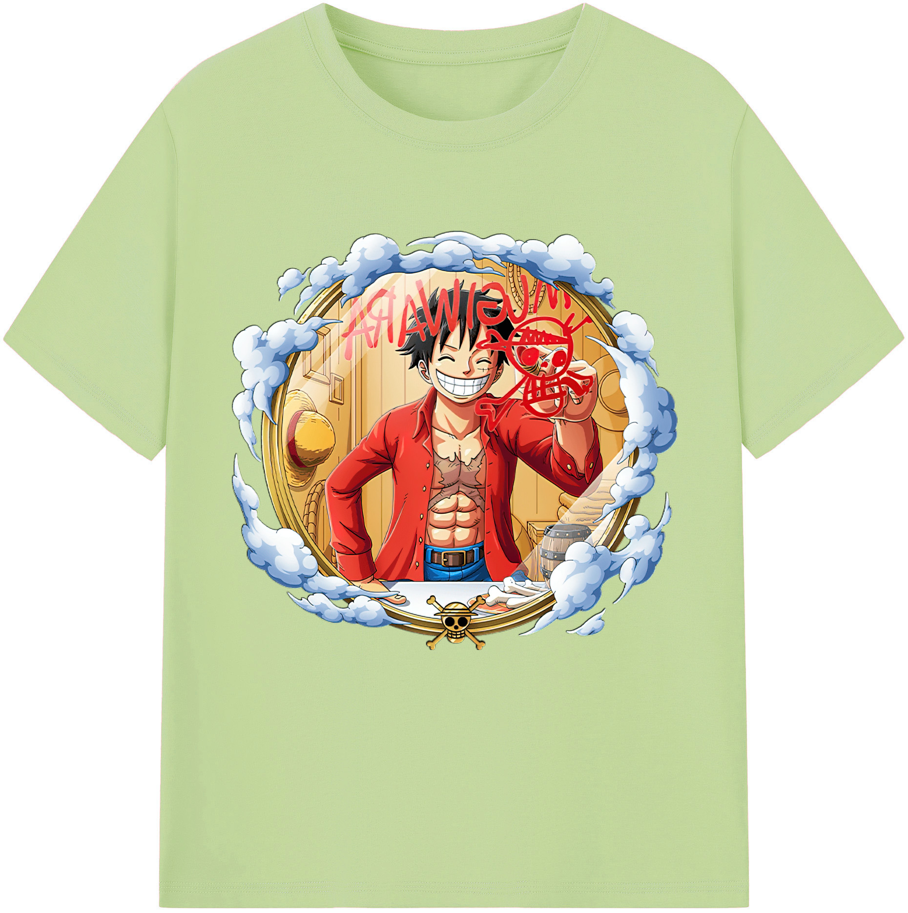 ワンピース モンキー・D・ルフィ ONE PIECE Monkey D. Luffy 綿100％半袖Tシャツ（フロントプリント）